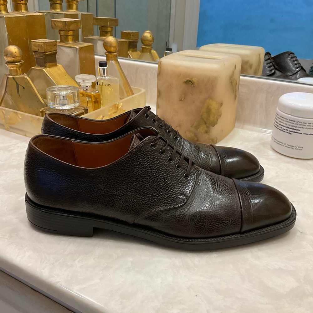Ferragamo Studio Oxford Cap Toe, Brown, Lace-up Leather, Size 12 D. Excellent! - Picture 2 of 16